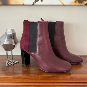 Boden Leather Chelsea Pull-On Boots in Burgundy Size EU 39 US 8
